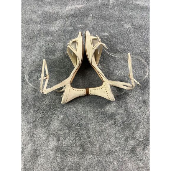 Marc Jacobs Suede Studded Heel Sandals EU 37 White Ankle Strap Made in Italy - Picture 7 of 11